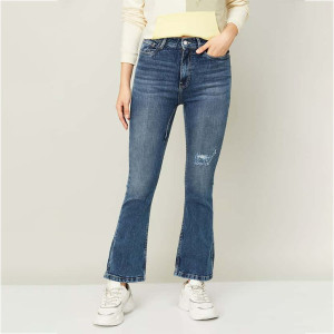 "Women Solid Bootcut Dark Jeans "