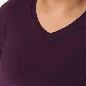 Women Purple V-Neck Moisture Wicking T-shirt