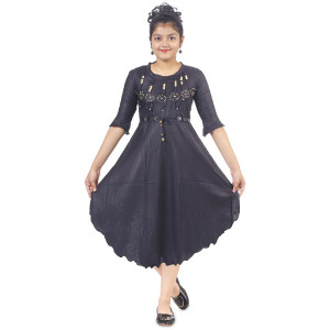 Girls Black Embellished Frock